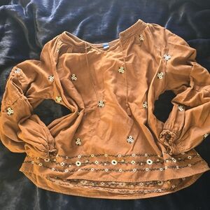 Old Navy Rust Embroidered Blouse